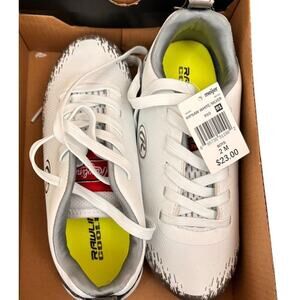 New Rawlings Ripsaw Baseball Cleats White Tuff Tek Boys Size 2